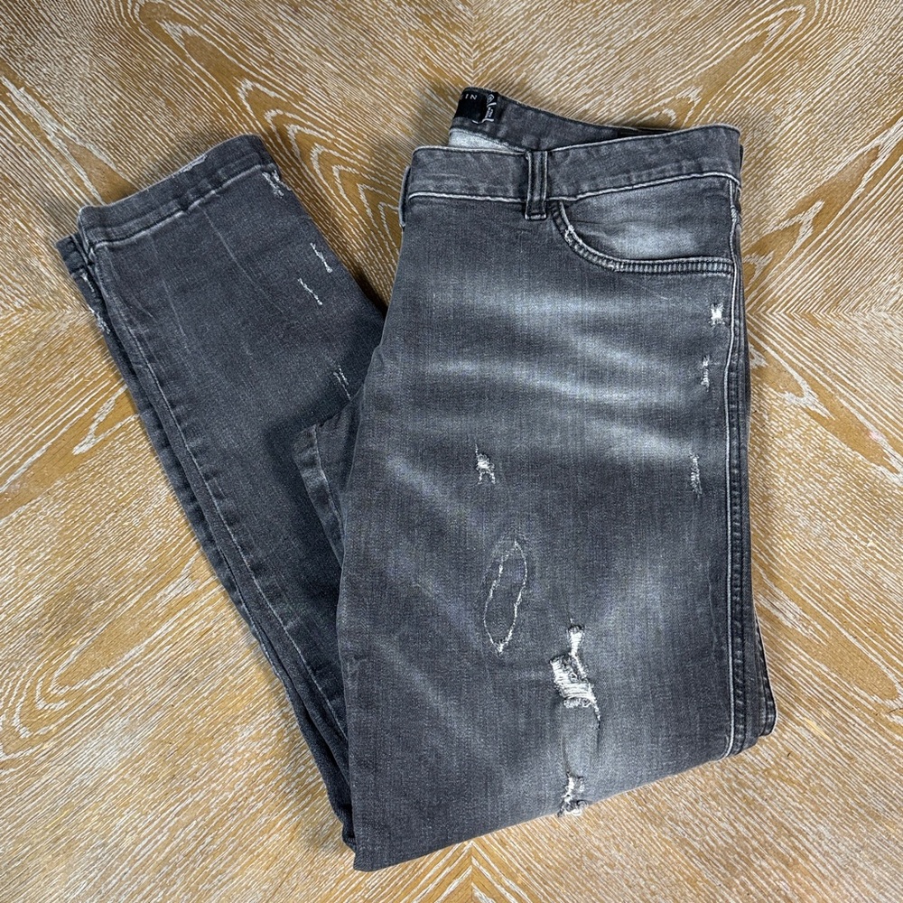 PHILIPP PLEIN BOYFRIEND CUT DISTRESSED MILKSHAKE JEAN 29